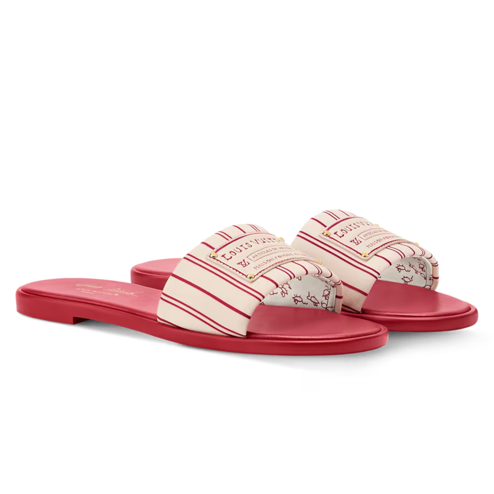 LV Lily Flat Mule Sandals Red