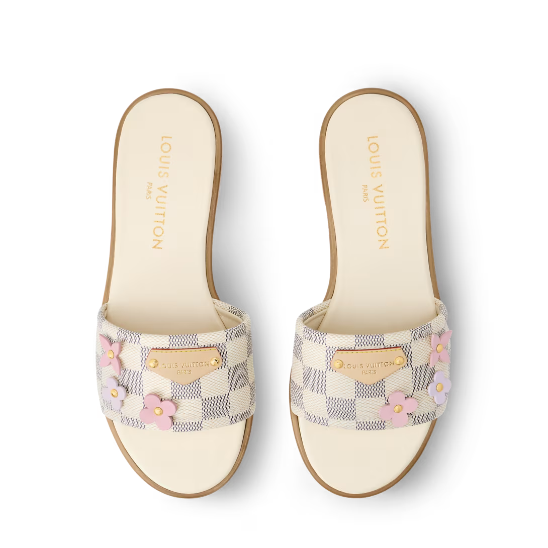 LV Lily Flat Mule Beige Damier Azur Canvas