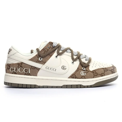 GUCCI X Nike Dunk Low Beige Custom Designer Sneakers
