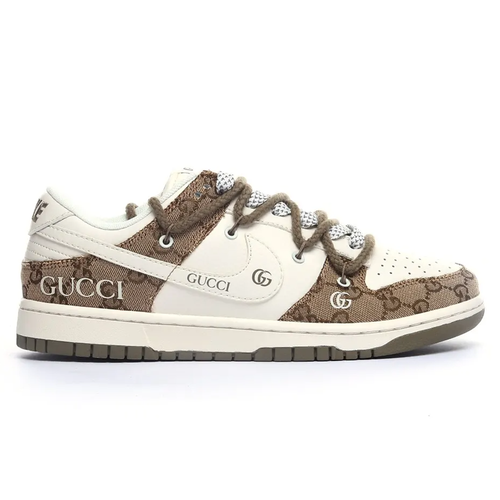 GUCCI X Nike Dunk Low Beige Custom Designer Sneakers