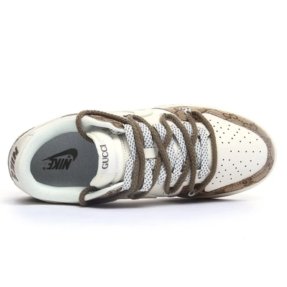 GUCCI X Nike Dunk Low Beige Custom Designer Sneakers