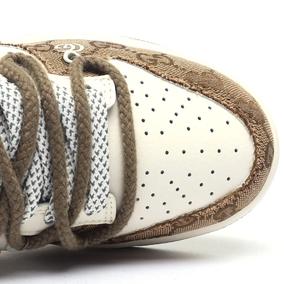GUCCI X Nike Dunk Low Beige Custom Designer Sneakers