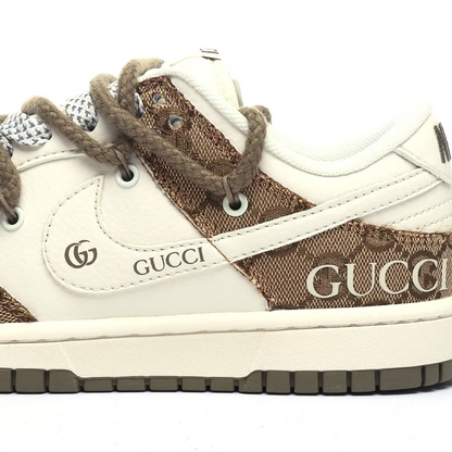 GUCCI X Nike Dunk Low Beige Custom Designer Sneakers