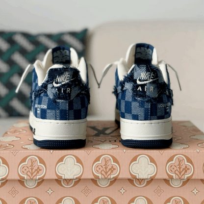 Louis Vuitton x Nike Air Force 1 – Blue Damier Denim