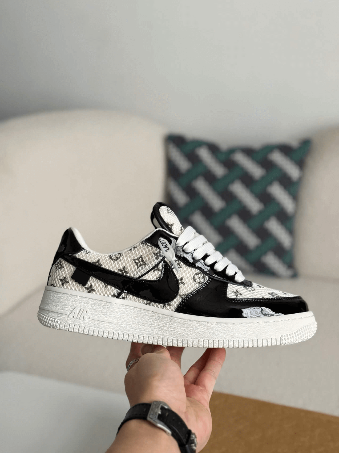 LV x Nike Air Force 1 Black White Monogram Sneaker