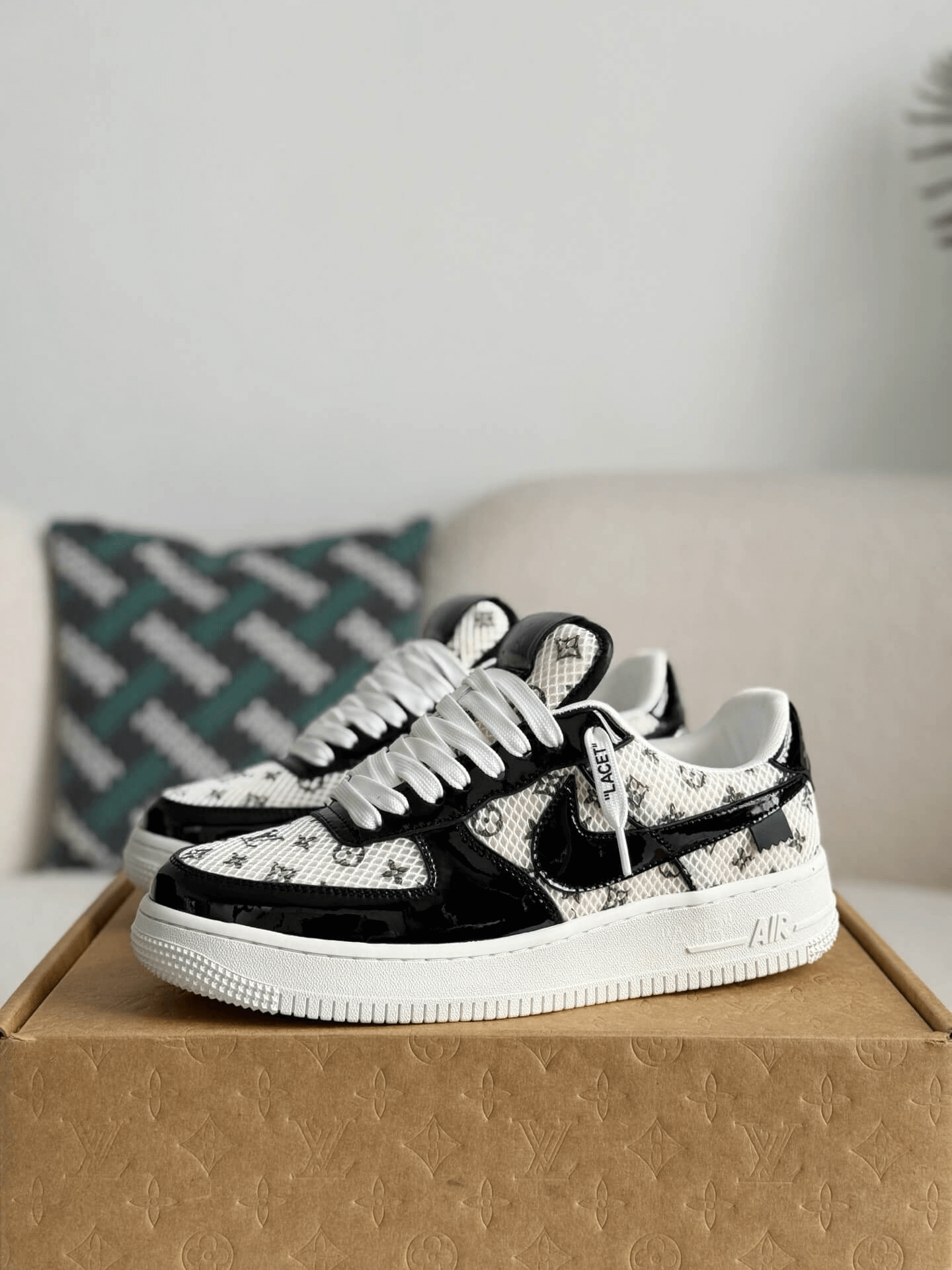 LV x Nike Air Force 1 Black White Monogram Sneaker