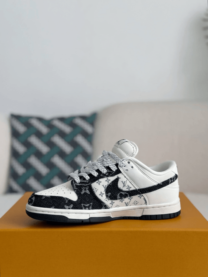 LV x Nike SB Dunk Low White Black Denim Monogram Sneaker