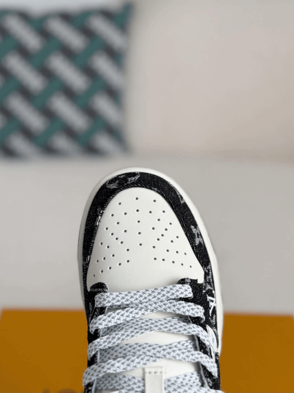 LV x Nike SB Dunk Low White Black Denim Monogram Sneaker
