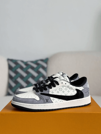 LV x Air Jordan 1 OG SP Travis Scott x Fragment Grey Black Sneaker