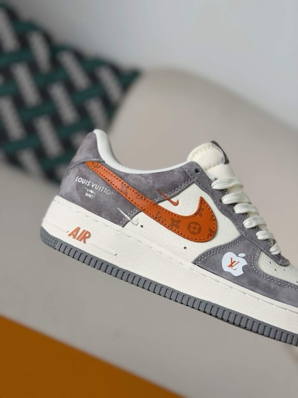 LV x Nike Air Force 1 Low “Grey Monogram Orange Swoosh”