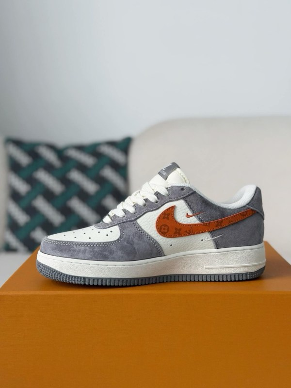 LV x Nike Air Force 1 Low “Grey Monogram Orange Swoosh”