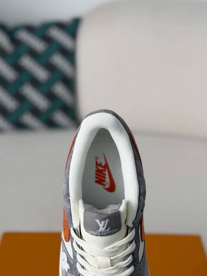LV x Nike Air Force 1 Low “Grey Monogram Orange Swoosh”