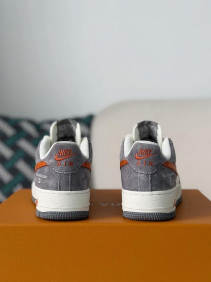 LV x Nike Air Force 1 Low “Grey Monogram Orange Swoosh”