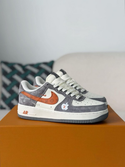 LV x Nike Air Force 1 Low “Grey Monogram Orange Swoosh”