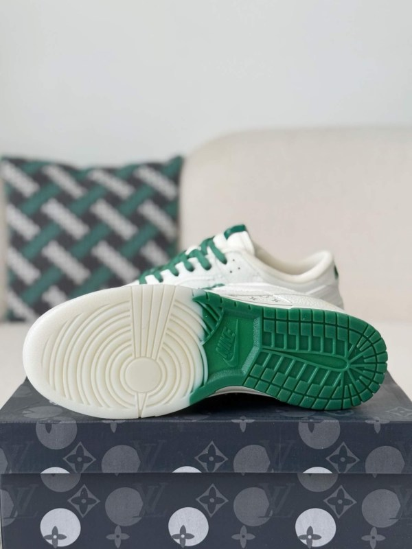 LV x Nike Dunk Low Sneaker in White and Green Monogram Canvas