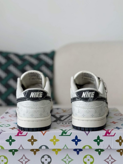 LV x Nike Dunk Low Sneaker in Black and White Monogram Canvas