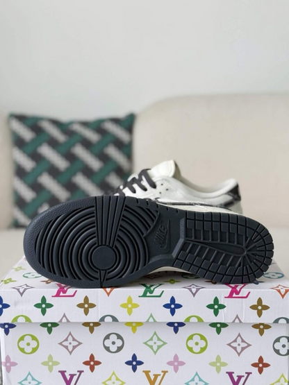 LV x Nike Dunk Low Sneaker in Black and White Monogram Canvas