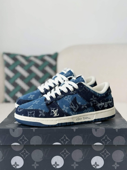 LV x Nike Dunk Low Sneaker Blue Denim