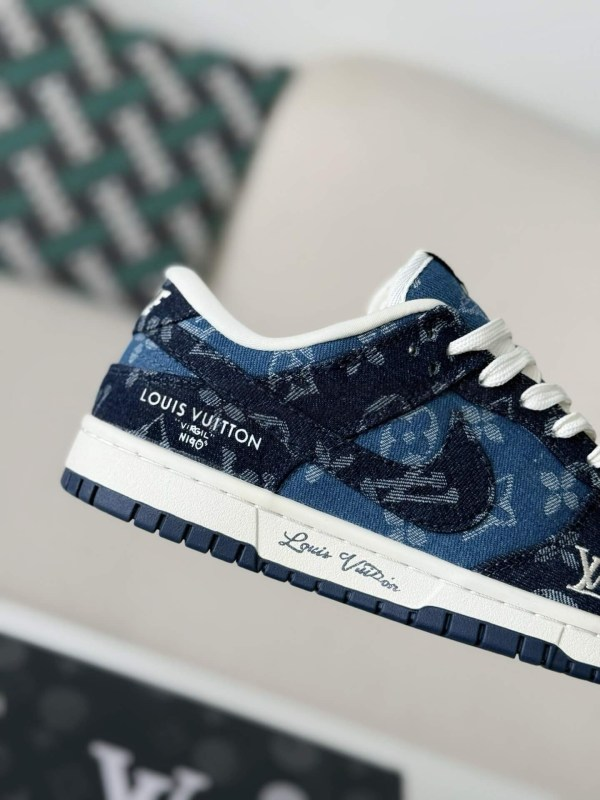 LV x Nike Dunk Low Sneaker Blue Denim