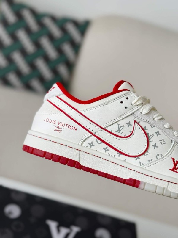 LV x Nike Dunk Low “Nike By You” Custom Sneaker Red White