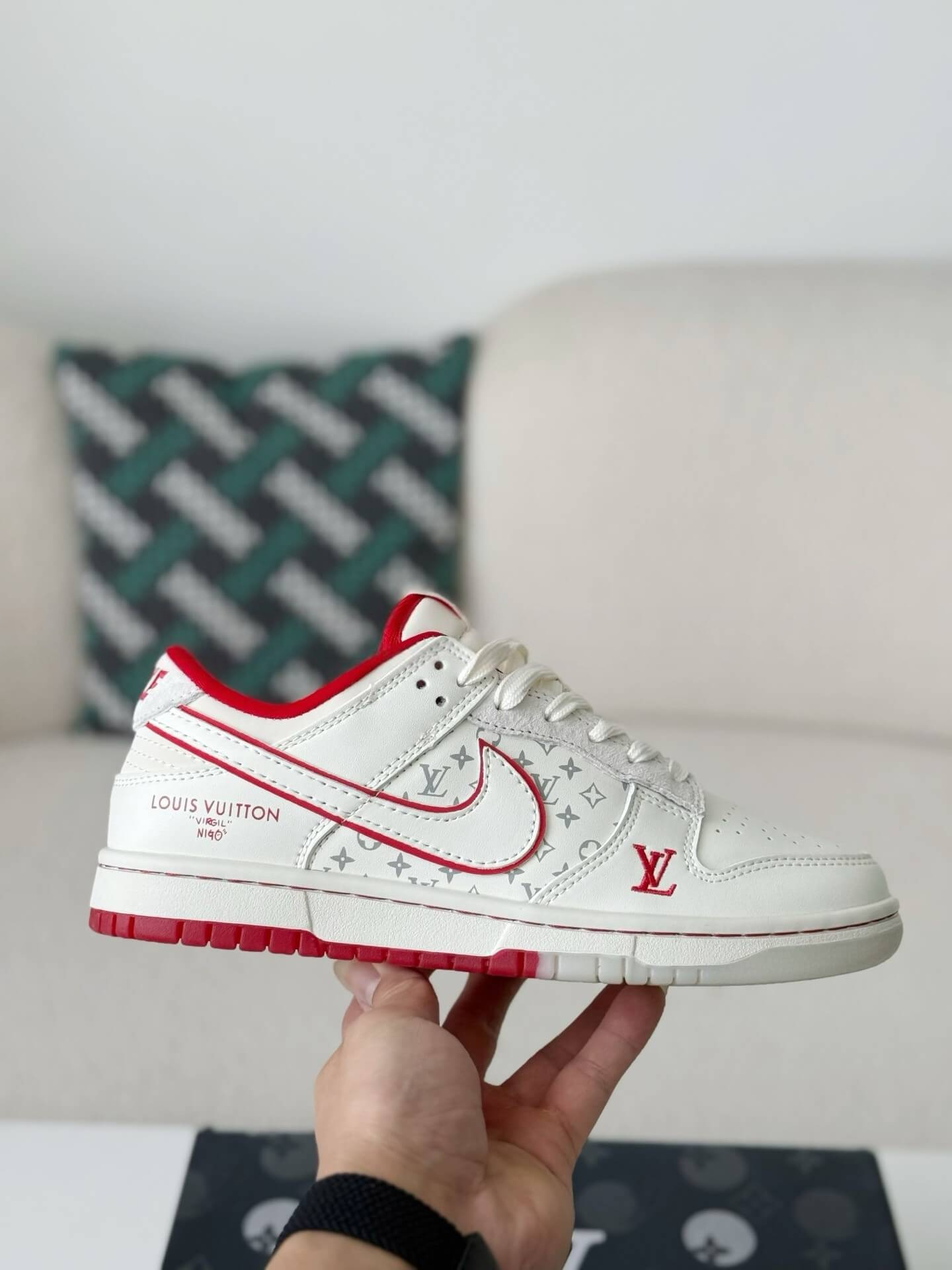LV x Nike Dunk Low “Nike By You” Custom Sneaker Red White