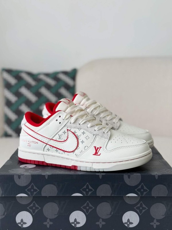 LV x Nike Dunk Low “Nike By You” Custom Sneaker Red White