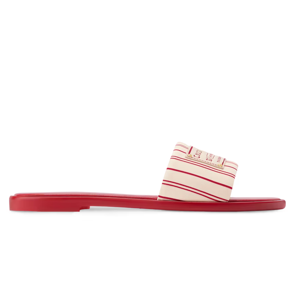 LV Lily Flat Mule Sandals Red