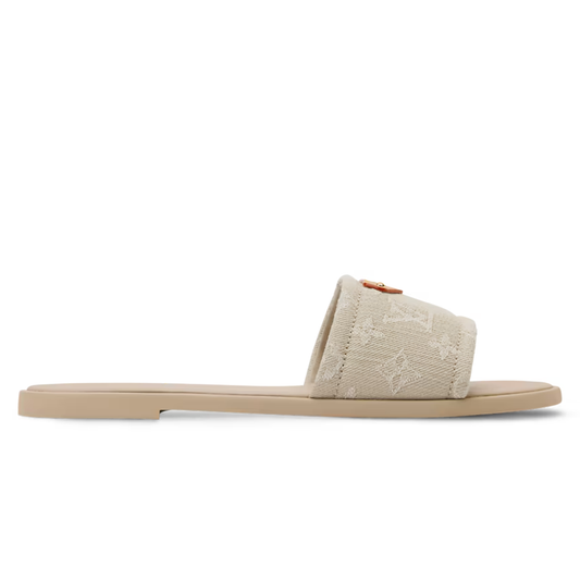 LV Lily Flat Mule Beige Denim
