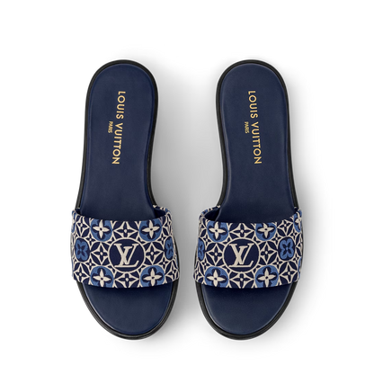LV Lily Flat Mule Navy Blue