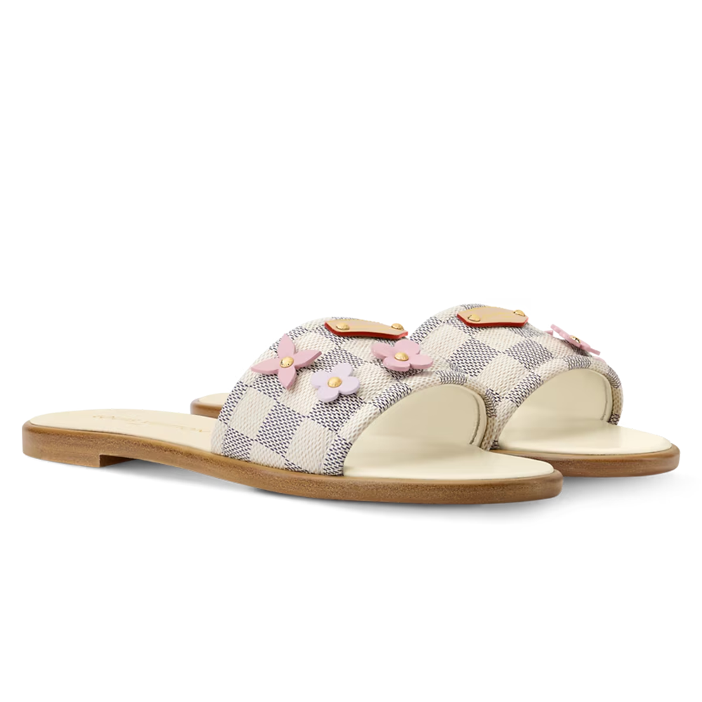 LV Lily Flat Mule Beige Damier Azur Canvas