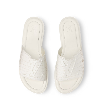 LV Portofino Mule White crocodile skin
