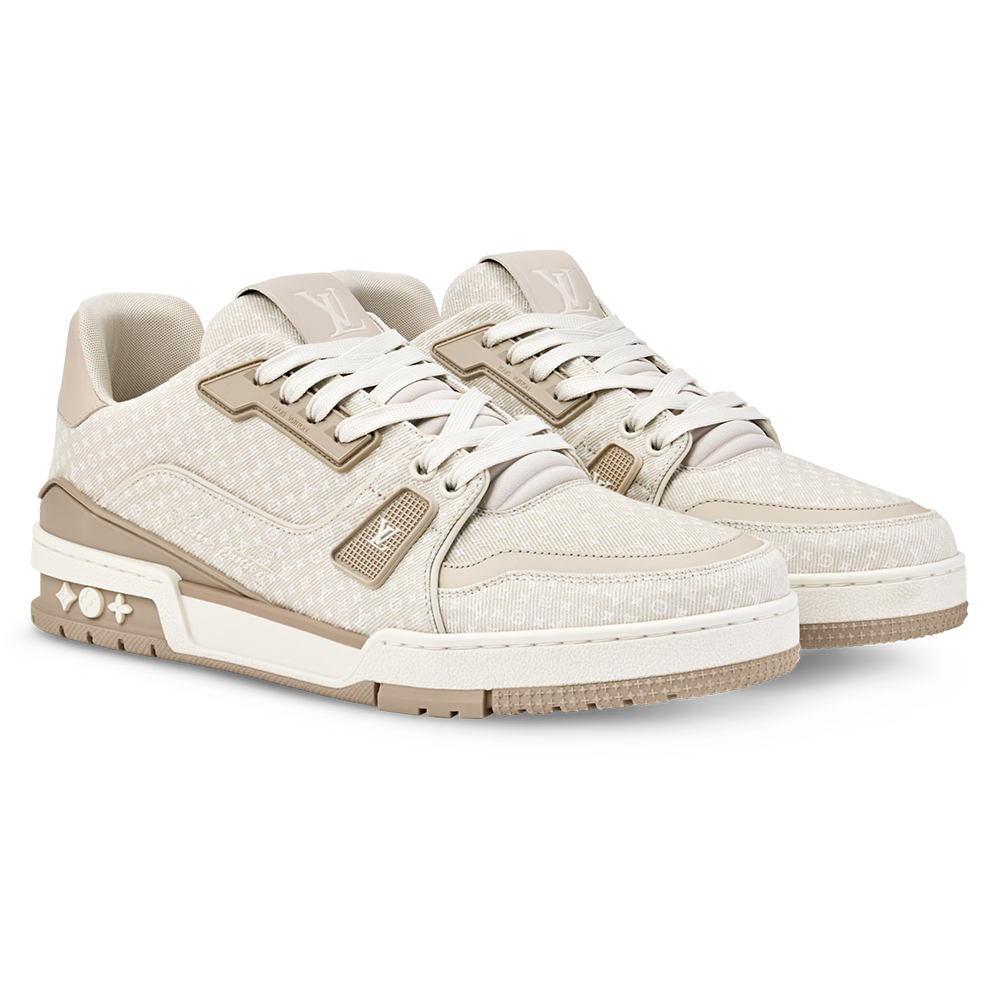 LV Trainer Beige Nanogram denim