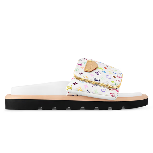 LV Pool Pillow Flat Comfort Mule  x "Takashi Murakami" White Multicolor