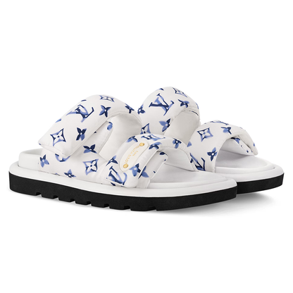 LV Pool Pillow Comfort Mule Blue White