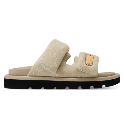 LV Pool Pillow Comfort Mule Greige Denim