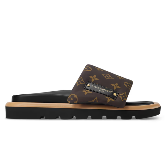LV Pool Pillow Flat Comfort Mule Cocoa Brown