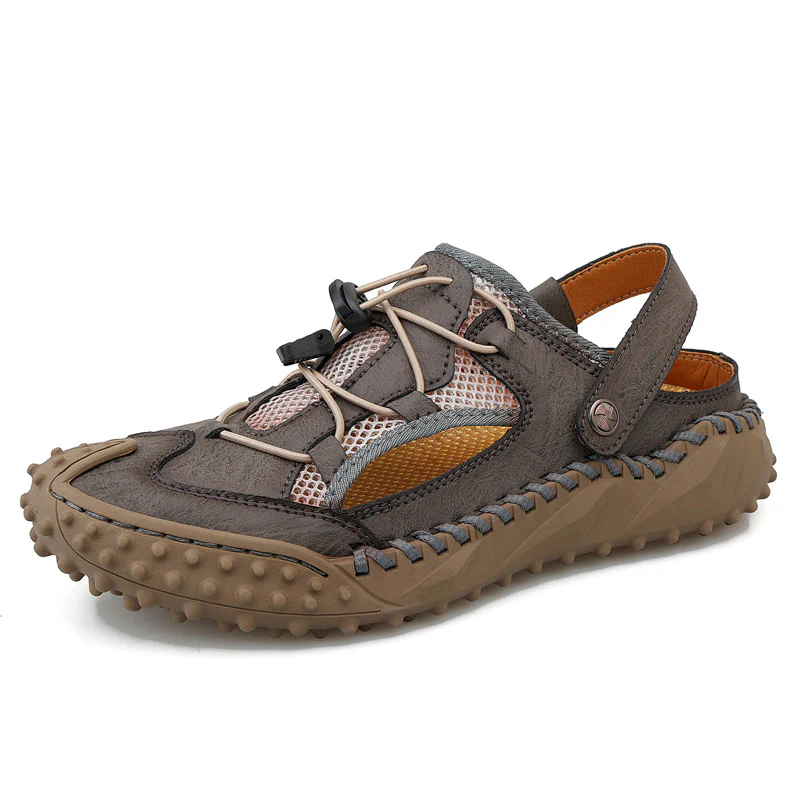 Coast Men’s Closed-Toe Breathable Sandals – Soft Leather & Mesh Adjustable Casual Beach Shoes